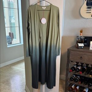 Umgee ombré Olive Green and blue Cardigan 
NWT SIZE L